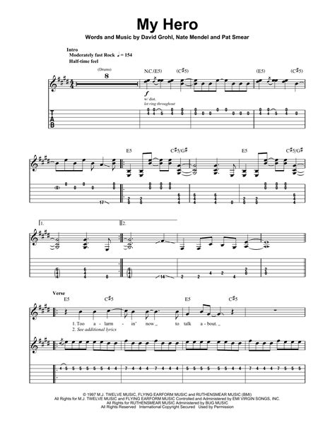 My Hero Tab by Foo Fighters .